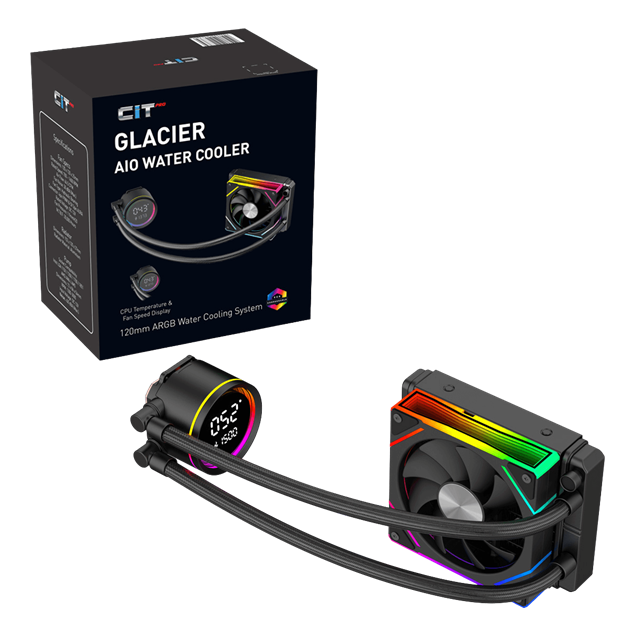  CiT Pro Glacier Watercooler 120mm Black With Temp Display